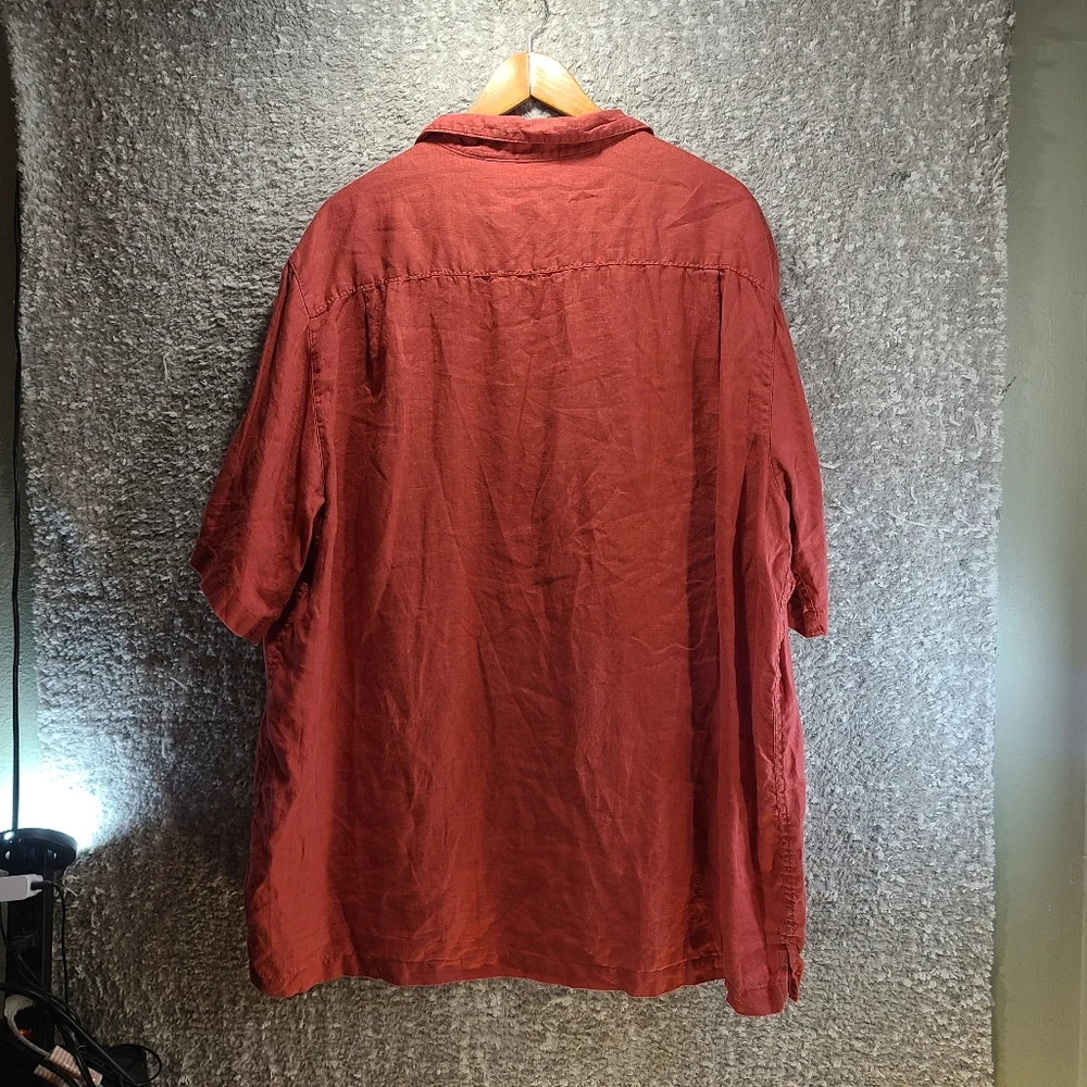 Caribbean Linen Shirt Mens 2XT Short Sleeve Button Up Pocket - Picture 2 of 10